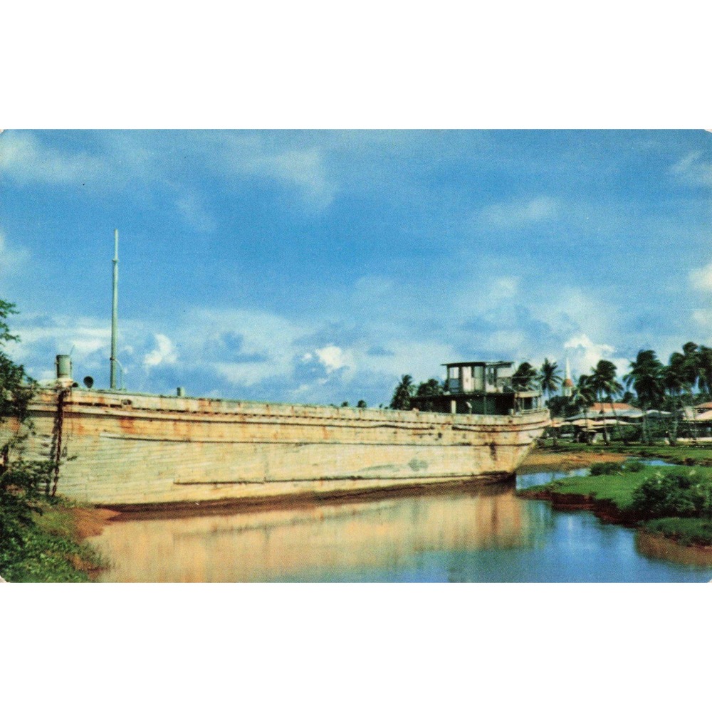 Vintage Guam Postcard Noah's Ark Barge Inarajan Storm Beached Mirro-Krome G-4 - Picture 1 of 2